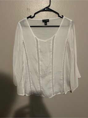 White cotton long sleeve blouse